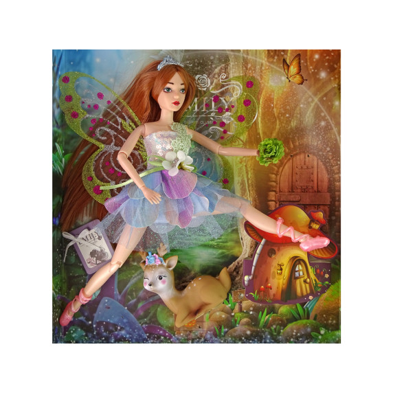 Játékbaba tündérszárnyákkal és szarvassal Inlea4Fun EMILY Fairy - Erdei állat