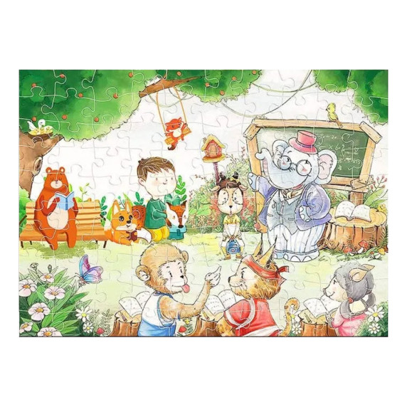 Puzzle - școala pentru animale - 100 piese - Inlea4Fun HAPPY CLASS