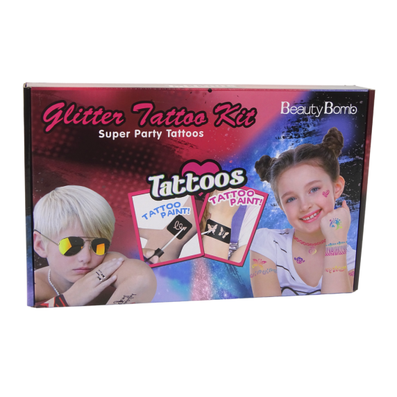 Tetováló készlet gyerekeknek 24 csillogó stencil Inlea4Fun GLITTER TATTO KIT