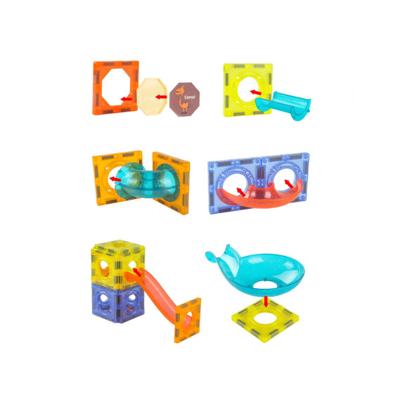 Mágneses építőjáték 75 db Inlea4Fun LIGHT MAGNETIC BLOCKS - Golyós csúszda