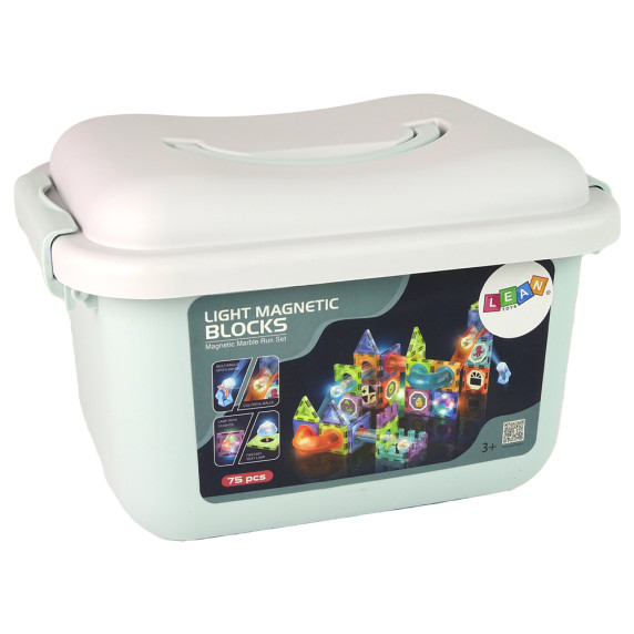 Mágneses épíőjáték világító építőelemekkel 75 drabos  Inlea4Fun LIGHT MAGNETIC BLOCKS