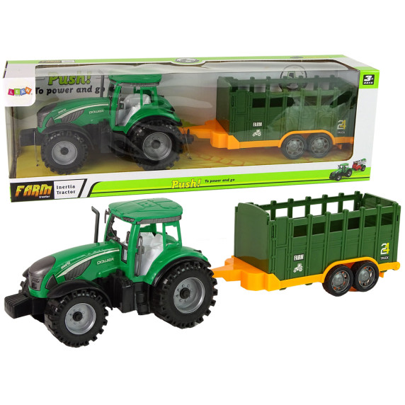 Játék traktor pótkocsival Inlea4Fun FARM PUSH
