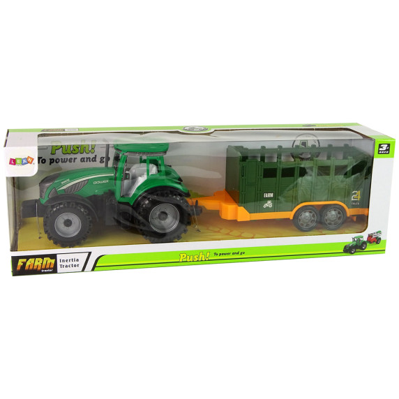 Játék traktor pótkocsival Inlea4Fun FARM PUSH