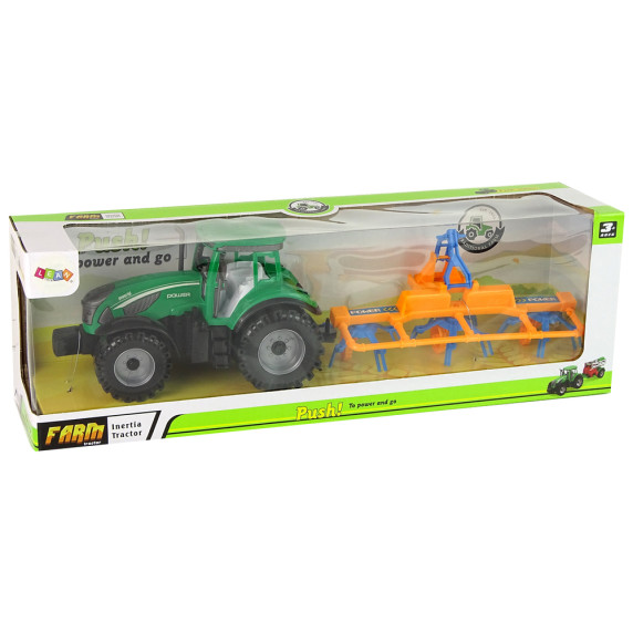 Játék traktor boronáló pótkocsival Inlea4Fun FARm PUSH