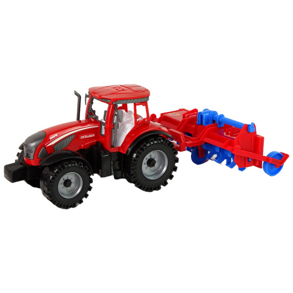 Tractor de jucărie cu plug - Inlea4Fun FARM PUSH - roșu