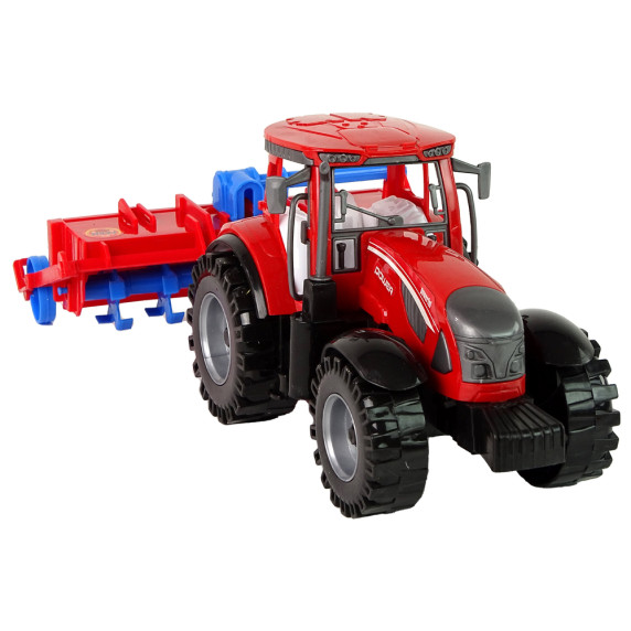 Tractor de jucărie cu plug - Inlea4Fun FARM PUSH - roșu