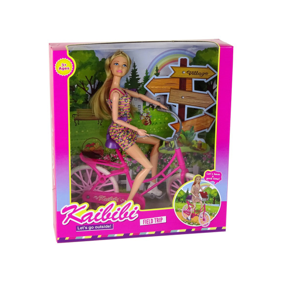 Păpușă Kate cu bicicletă roz