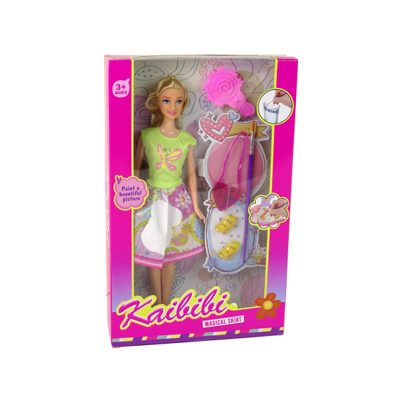 Szőke hakú játékbaba kifesthető szoknyával Inlea4Fun KAIBIBI
