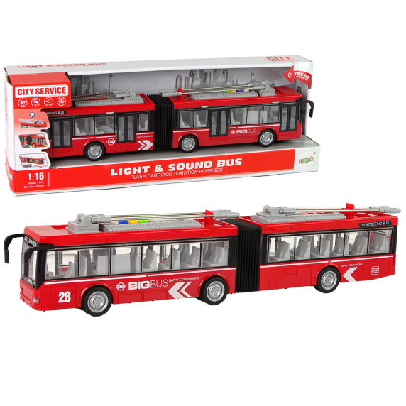 Játék csuklósbusz 1:16 Inlea4Fun LIGHT&SOUND BUS