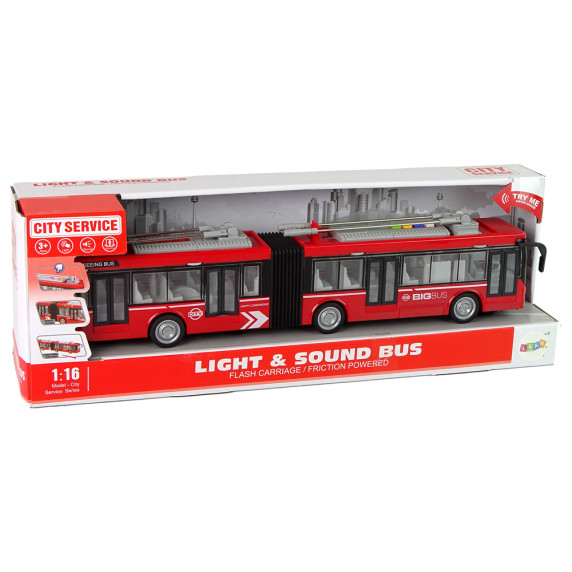 Játék csuklósbusz 1:16 Inlea4Fun LIGHT&SOUND BUS