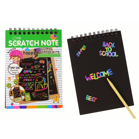 Stierací zápisník pre deti Inlea4Fun SCRATCH NOTE - tmavozelený