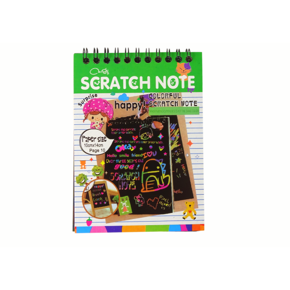 Stierací zápisník pre deti Inlea4Fun SCRATCH NOTE - tmavozelený