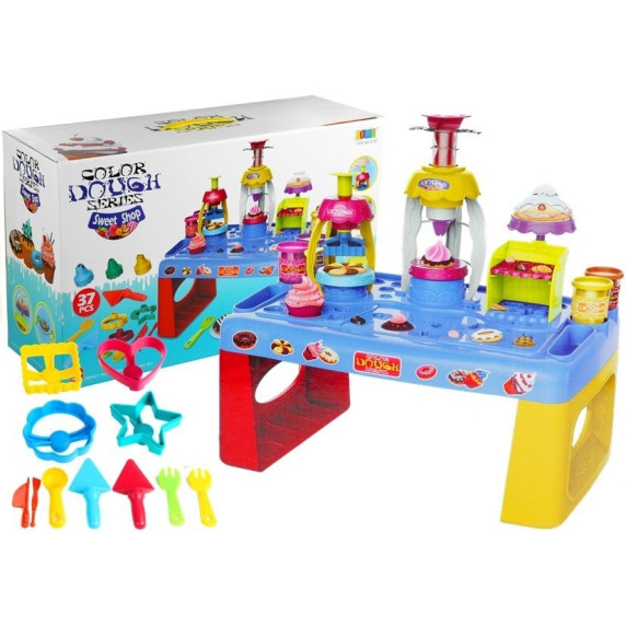 Set deserturi cu măsuță de cafea, 37 accesorii - Color Dough Series