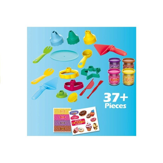 Set deserturi cu măsuță de cafea, 37 accesorii - Color Dough Series