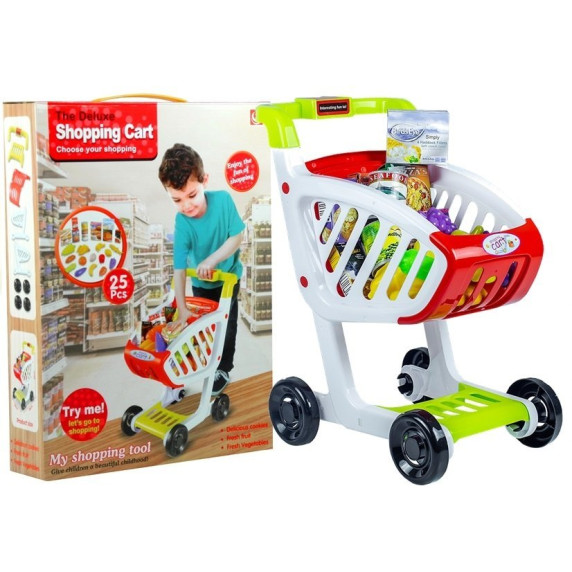Nákupný vozík s potravinami 25 prvkov Inlea4Fun DELUXE SHOPPING CART