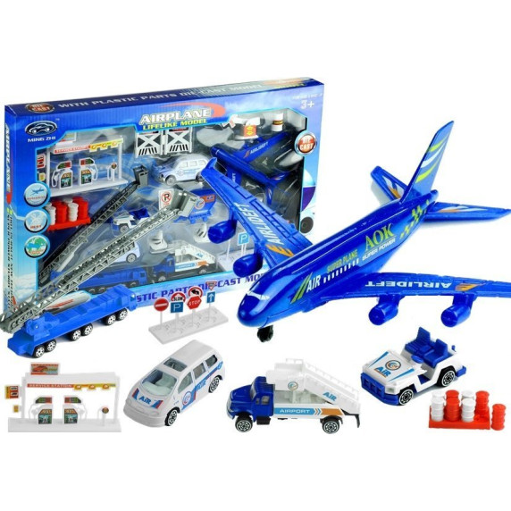 Letisko s lietadlom a vozidlami 30 kusov Inlea4Fun AIRPLANE MODEL