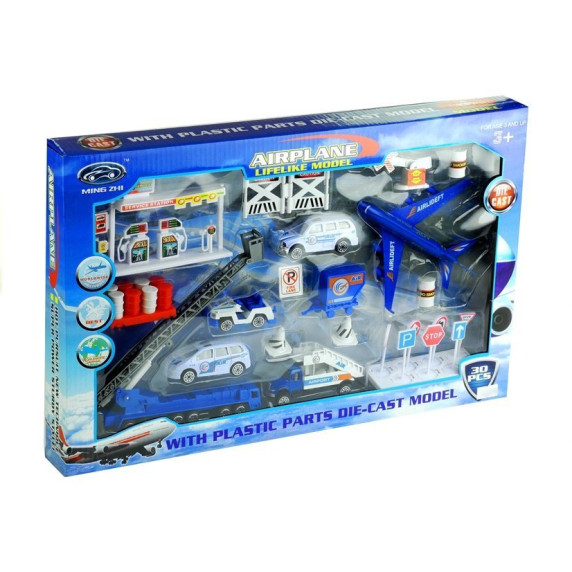 Letisko s lietadlom a vozidlami 30 kusov Inlea4Fun AIRPLANE MODEL