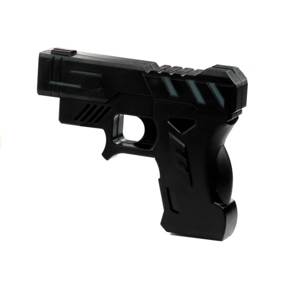 Budík s laserovou pištoľou a terčom Inlea4Fun GUN ALARM CLOCK - čierna