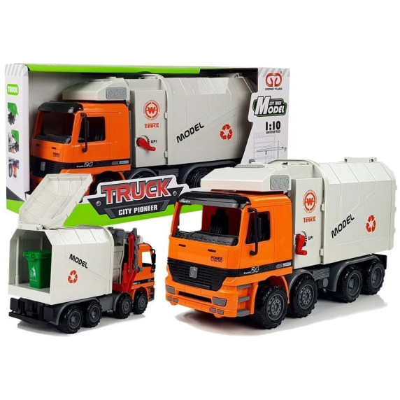 Játék szemetesautó, kukásautó  TRUCK CITY PIONEER - narancssárga-szürke
