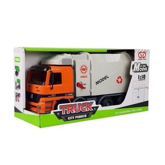 Játék szemetesautó, kukásautó  TRUCK CITY PIONEER - narancssárga-szürke