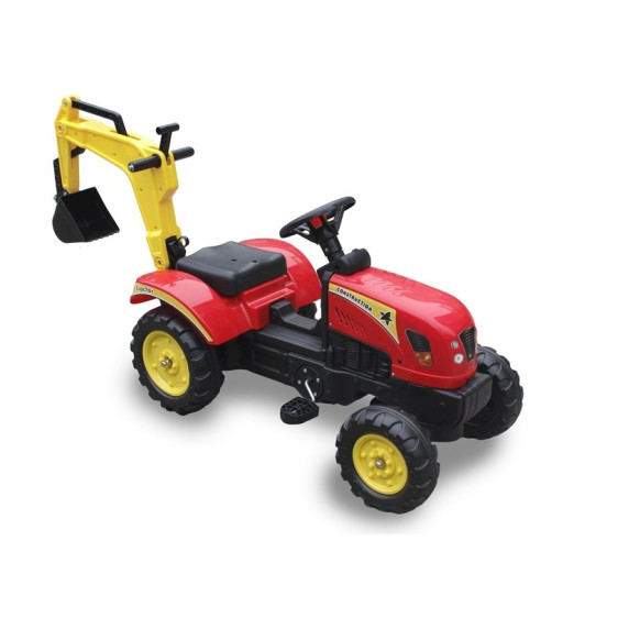 Pedálos traktor markolóval Inlea4Fun - Piros/sárga