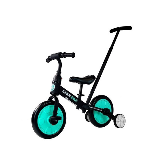 Futóbicikli pótkerékkel 3az1-ben Inlea4Fun LEAN BIKE - Fekete/türkiz