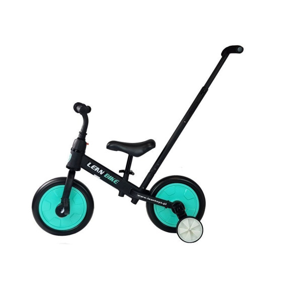 Futóbicikli pótkerékkel 3az1-ben Inlea4Fun LEAN BIKE - Fekete/türkiz
