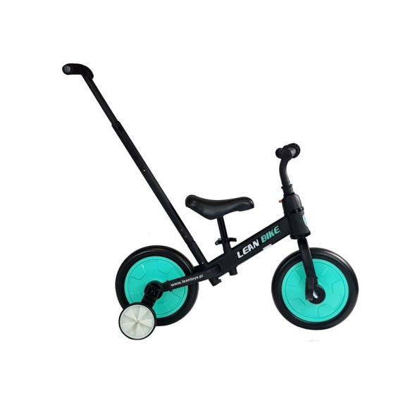Futóbicikli pótkerékkel 3az1-ben Inlea4Fun LEAN BIKE - Fekete/türkiz