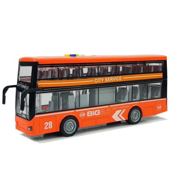 Játék autóbusz emeletes 1:16 Inlea4Fun CITY SERVICE - Narancssárga