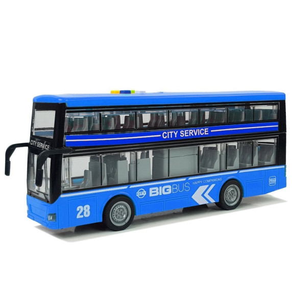 Játék autóbusz emeletes 1:16 Inlea4Fun CITY SERVICE - Kék