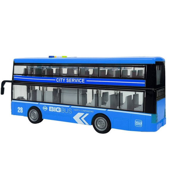Játék autóbusz emeletes 1:16 Inlea4Fun CITY SERVICE - Kék