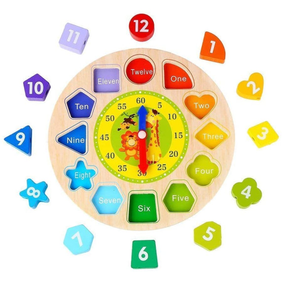 Ceas educațional din lemn - Digital Beaded Clock