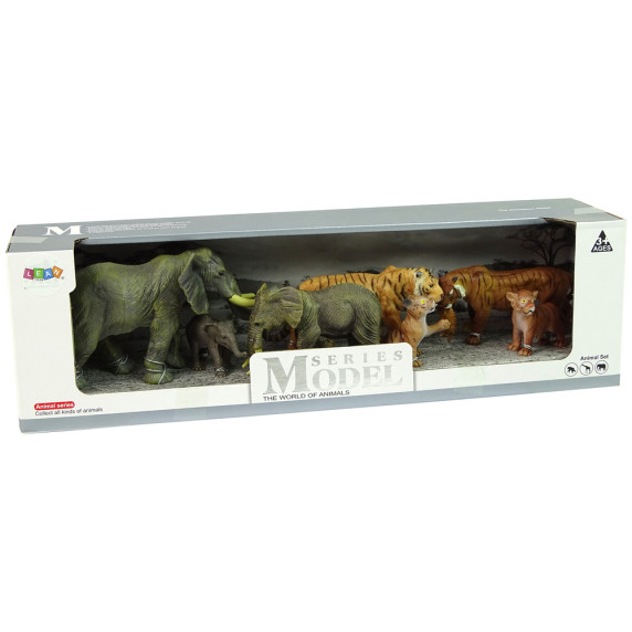 Set de figurine 6 buc - Inlea4Fun SERIES MODELAfrica- Elefanți și Tigri