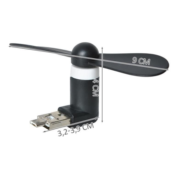 Hordozható Mikro USB Ventilátor - Fekete - 5770