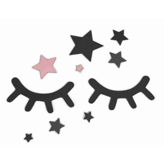 Decor perete din lemn ochi cu stele - roz- ADAM TOYS  