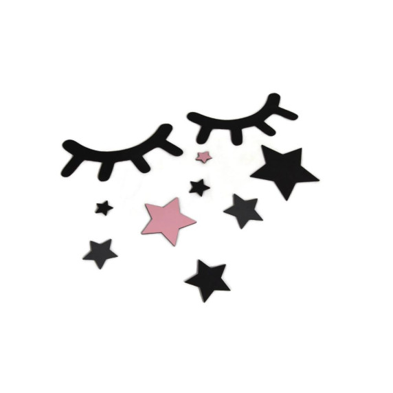 Decor perete din lemn ochi cu stele - roz- ADAM TOYS  