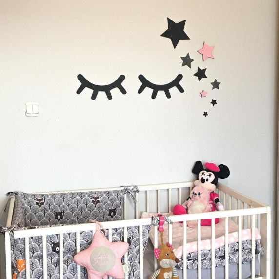 Decor perete din lemn ochi cu stele - roz- ADAM TOYS  
