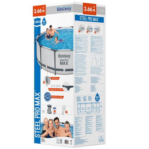 Piscină cu filtru - 366x100 cm - BESTWAY 56418 Steel Pro Max 