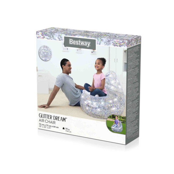 Felfújható fotel csillogós 60x82 cm BESTWAY 75105 Glitter Dream