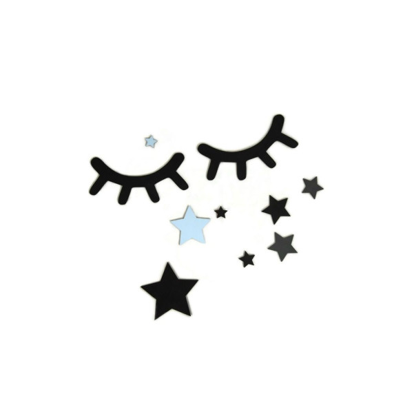 Decor perete din lemn ochi cu stele - albastru - ADAM TOYS