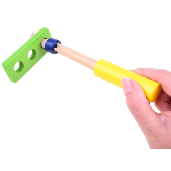 Drevená sada detského náradia v prenosnom boxe Inlea4Fun CARPENTER TOOL BOX