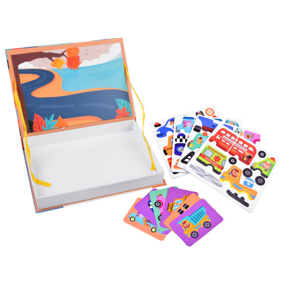 Mágneses készségfejlesztő játék Inlea4Fun MAGNETIC BOOK - járművek