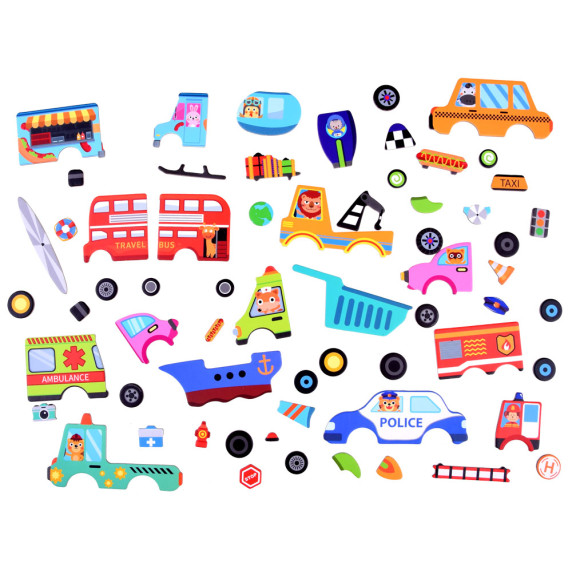 Mágneses készségfejlesztő játék Inlea4Fun MAGNETIC BOOK - járművek