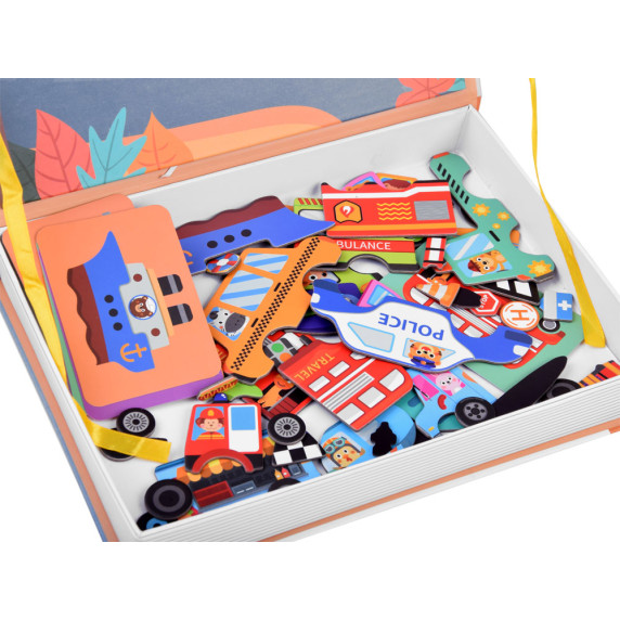 Mágneses készségfejlesztő játék Inlea4Fun MAGNETIC BOOK - járművek