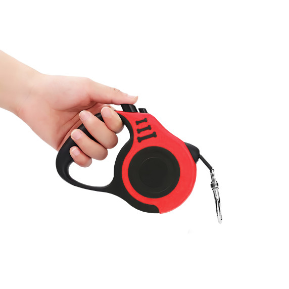 Lesă pentru câini auto-retractabilă - 5 m - AGA MR7202-R - roșu