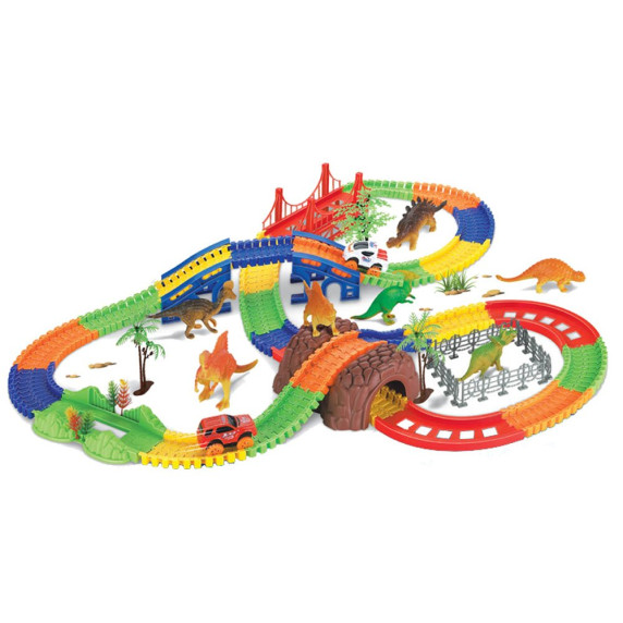 Autodráha+ figúrky dinosaurov 211 kusov Inlea4Fun RAIL CAR