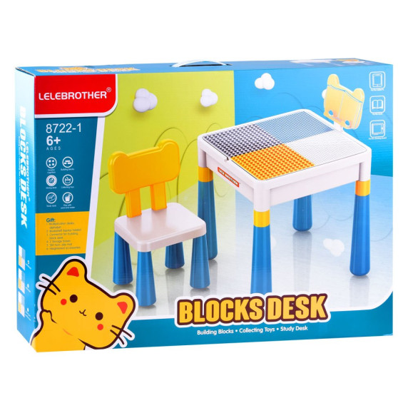 Gyerekasztal székkel 2az1-ben Inlea4Fun BLOCKS DESK