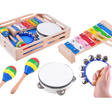 Instrumente muzicale din lemn pentru copii - 4 în 1 Inlea4Fun MUSIC SET - 
