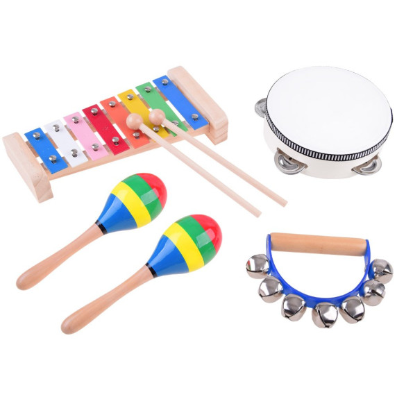 Instrumente muzicale din lemn pentru copii - 4 în 1 Inlea4Fun MUSIC SET