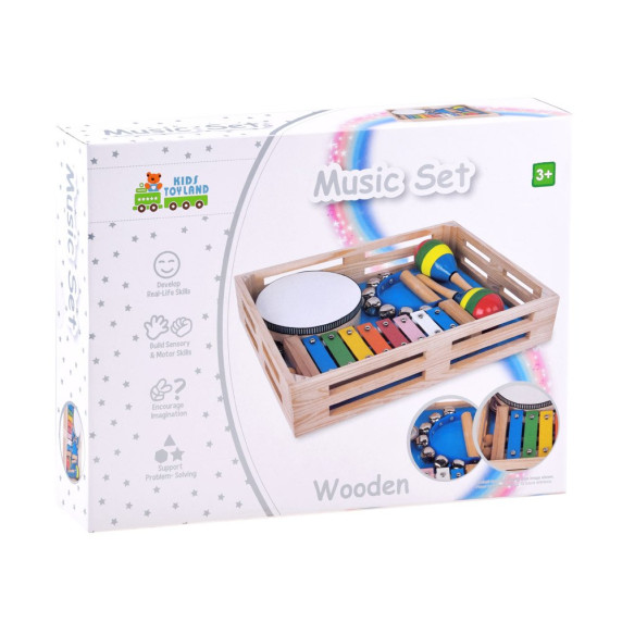 Instrumente muzicale din lemn pentru copii - 4 în 1 Inlea4Fun MUSIC SET